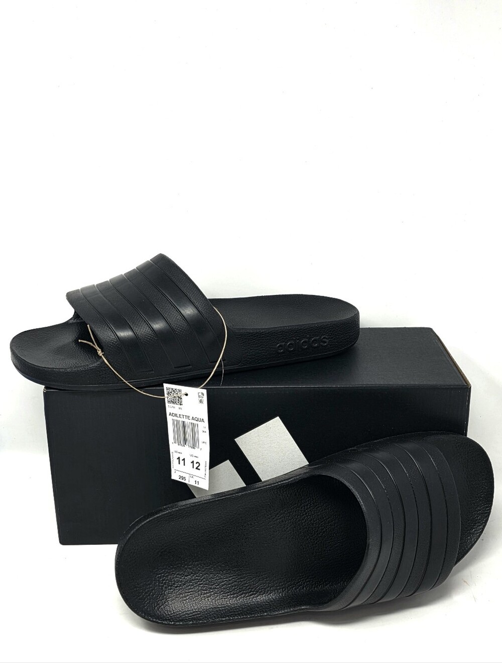 Adidas Adilette Aqua Slides F35550 Men's Size M 11 / W 12 Black Quick Dry NIB - Picture 1 of 12